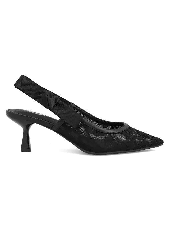 Женские босоножки Naida Slingback на каблуке-кitten с сетчатым верхом Mia — изображение 2 из 5, черный