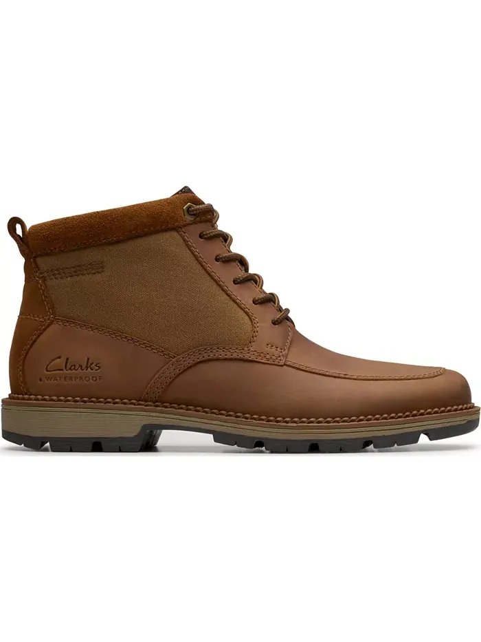 Ботинки мужские Clarks Maple Walk Rise, кожаные, на шнуровке и молнии — изображение 2 из 10, коричневый