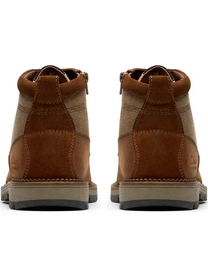 Ботинки мужские Clarks Maple Walk Rise, кожаные, на шнуровке и молнии — изображение 3 из 10, коричневый