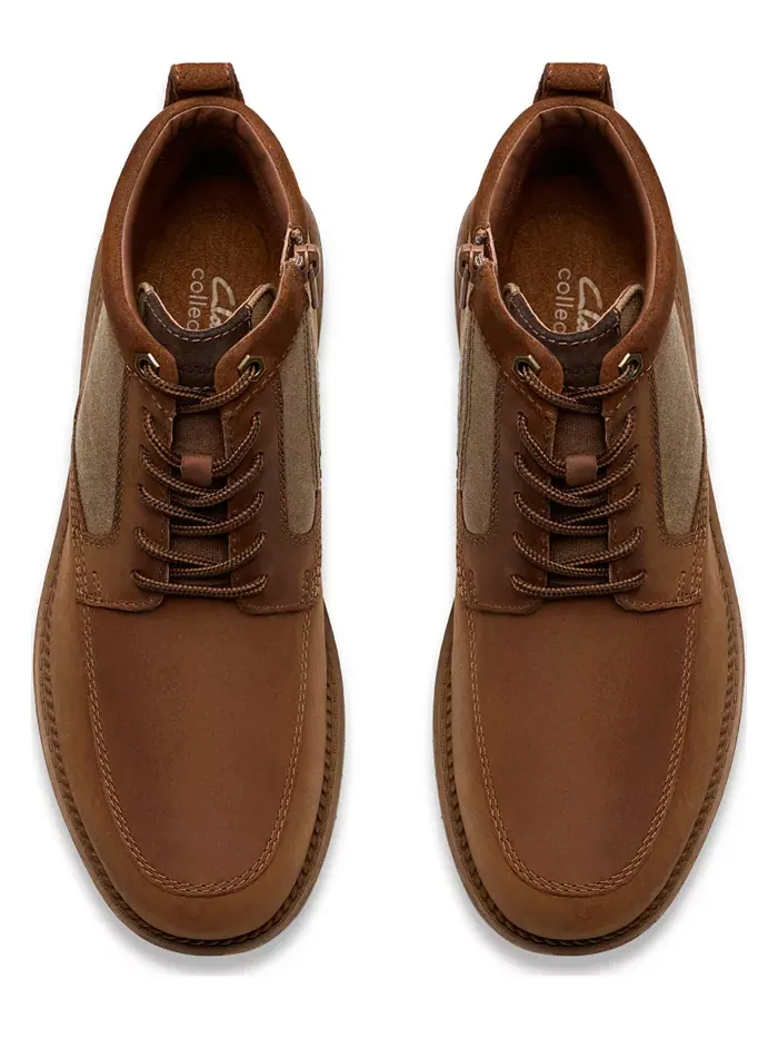 Ботинки мужские Clarks Maple Walk Rise, кожаные, на шнуровке и молнии — изображение 5 из 10, коричневый