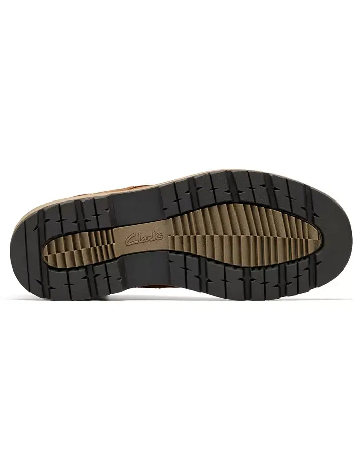 Ботинки мужские Clarks Maple Walk Rise, кожаные, на шнуровке и молнии — изображение 6 из 10, коричневый