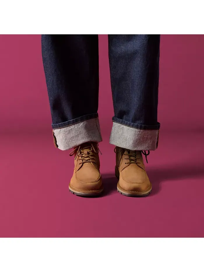 Ботинки мужские Clarks Maple Walk Rise, кожаные, на шнуровке и молнии — изображение 10 из 10, коричневый