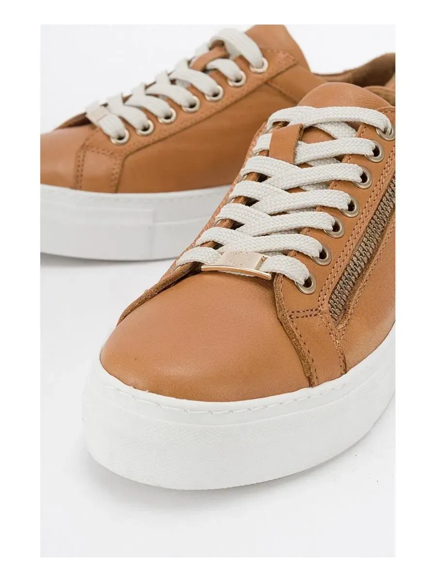 Женские кожаные кроссовки Beryl на молнии Forever & Always Shoes — изображение 4 из 6, коньячный коричневый