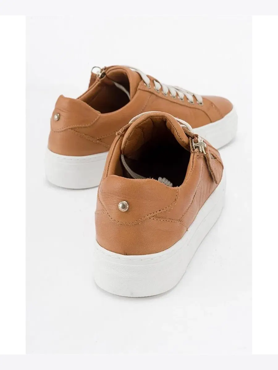 Женские кожаные кроссовки Beryl на молнии Forever & Always Shoes — изображение 6 из 6, коньячный коричневый