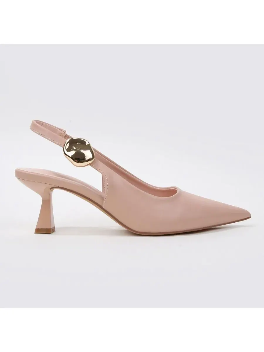 Туфли-лодочки Felina Pointed Toe Slingback Pumps с золотистым украшением BERNESS — изображение 10 из 11, бежевый