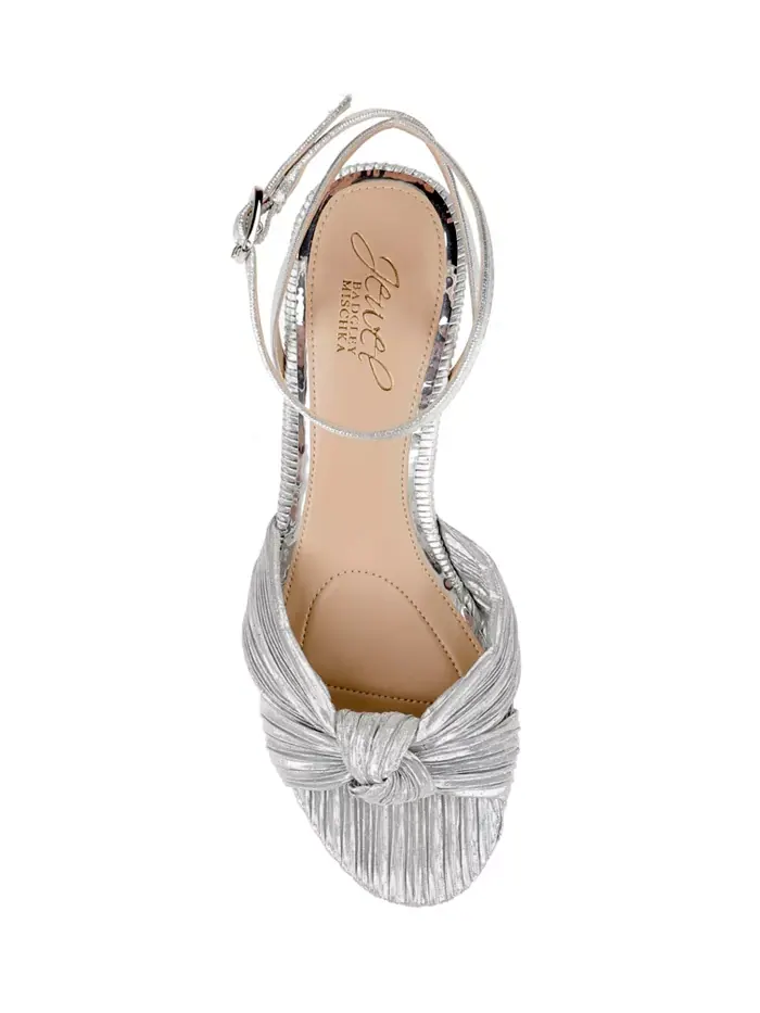 Женские вечерние босоножки Hudson Knot на квадратном каблуке Jewel Badgley Mischka — изображение 4 из 5, серебристый