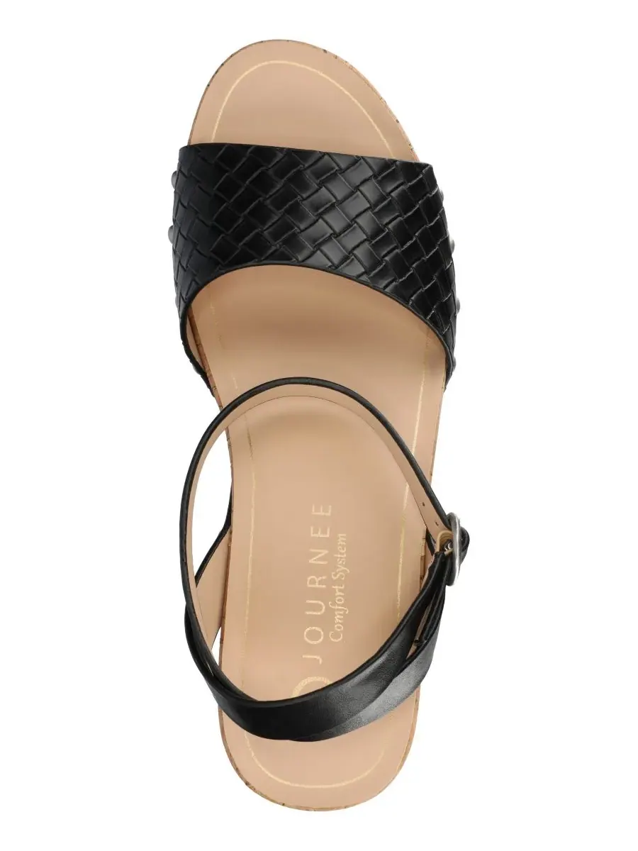 Женские сандалии на пробковом каблуке Vanessa Journee Collection, черный woven — изображение 4 из 5