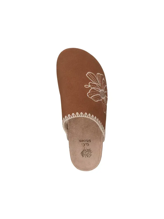 Женские клоги Jamie с вышивкой и стелькой-слайд GC Shoes — изображение 4 из 5, коричневый