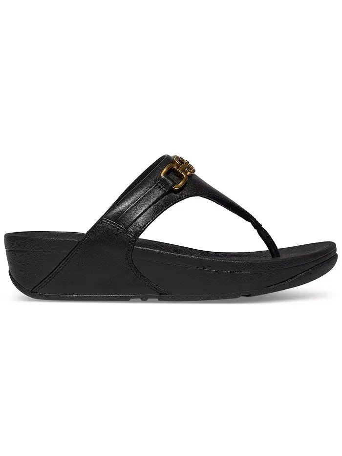 Женские сандалии Lulu Square-Chain на платформе с кожаным ремешком между пальцев Fitflop — изображение 2 из 6, черный