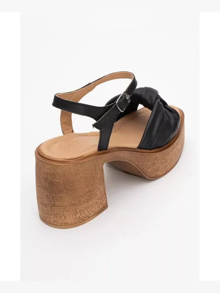 Платформа Tily Wedge Кожаные Сандалии (Женские) Forever & Always Shoes — изображение 4 из 6, черный