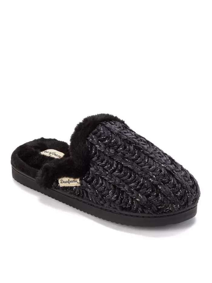 Женские тапочки Paris Chenille с фигурным мыском Dearfoams — изображение 1 из 6, черный