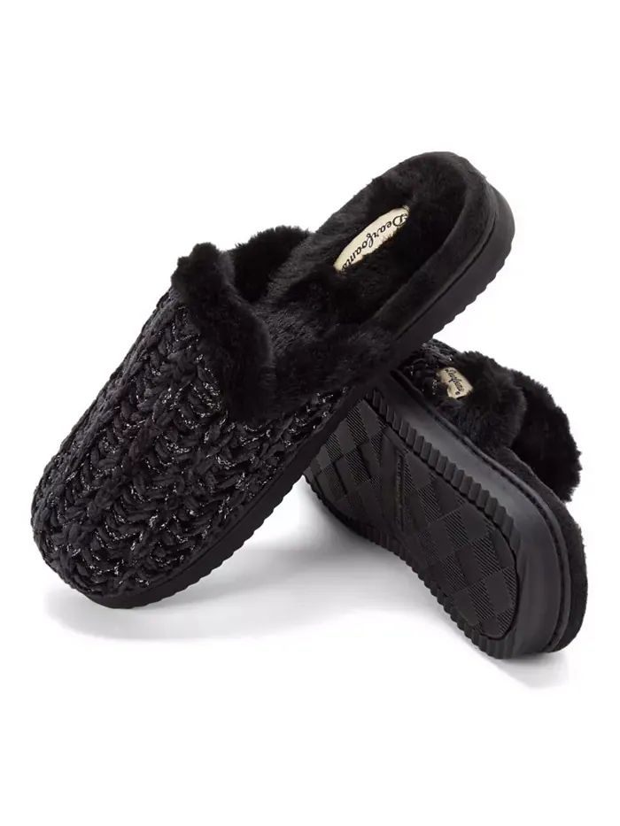 Женские тапочки Paris Chenille с фигурным мыском Dearfoams — изображение 2 из 6, черный