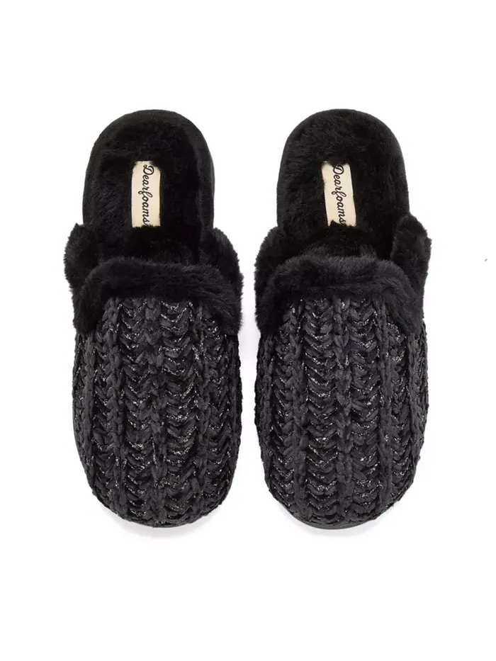 Женские тапочки Paris Chenille с фигурным мыском Dearfoams — изображение 4 из 6, черный