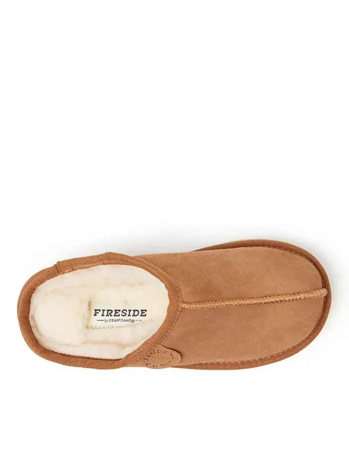 Детские тапочки-клоги Fireside от Dempsey из натуральной овчины Dearfoams — изображение 4 из 5, коричневый