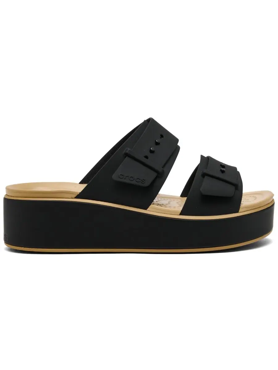 Сандалии-танкетки Brooklyn Low Wedge, женские Crocs — изображение 2 из 6, черный