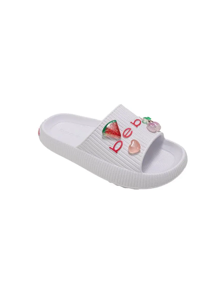 Сандалии-слайды с фруктовыми шармами EVA Slide Bebe — изображение 1 из 5, белый