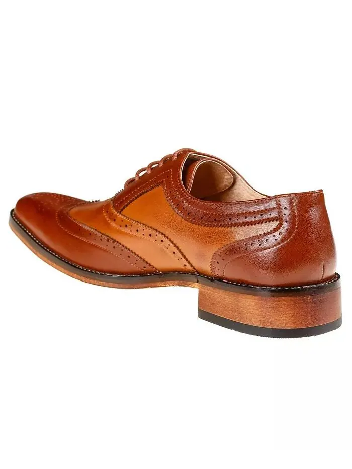 Мужские двухцветные туфли-оксфорды Wing Tip Gino Vitale — изображение 2 из 2, коричневый/бежевый