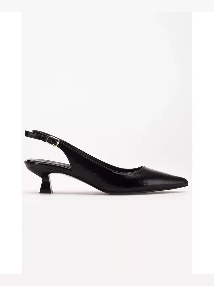 Летние босоножки-лодочки Lety на низком каблуке с ремешком Forever & Always Shoes — изображение 4 из 5, черный