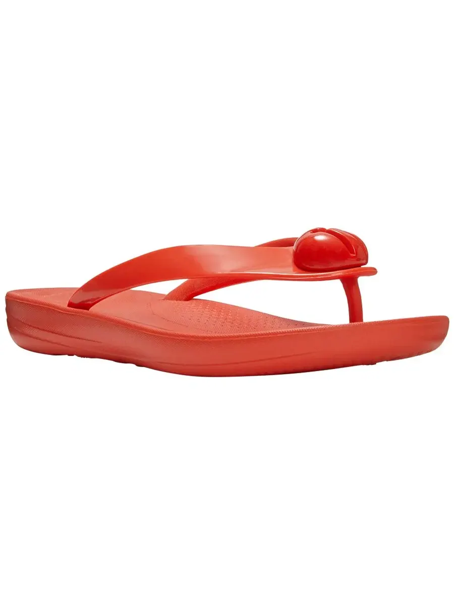 Женские сандалии Iqushion с глянцевыми пуговицами и без шнурков FitFlop, Cherry Tomato