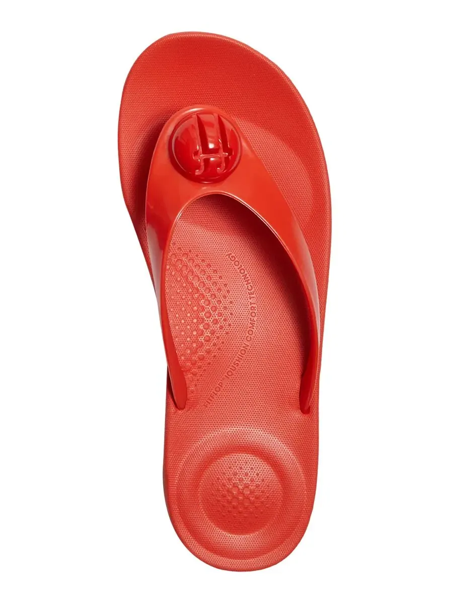 Женские сандалии Iqushion с глянцевыми пуговицами и без шнурков FitFlop, Cherry Tomato — изображение 3 из 7