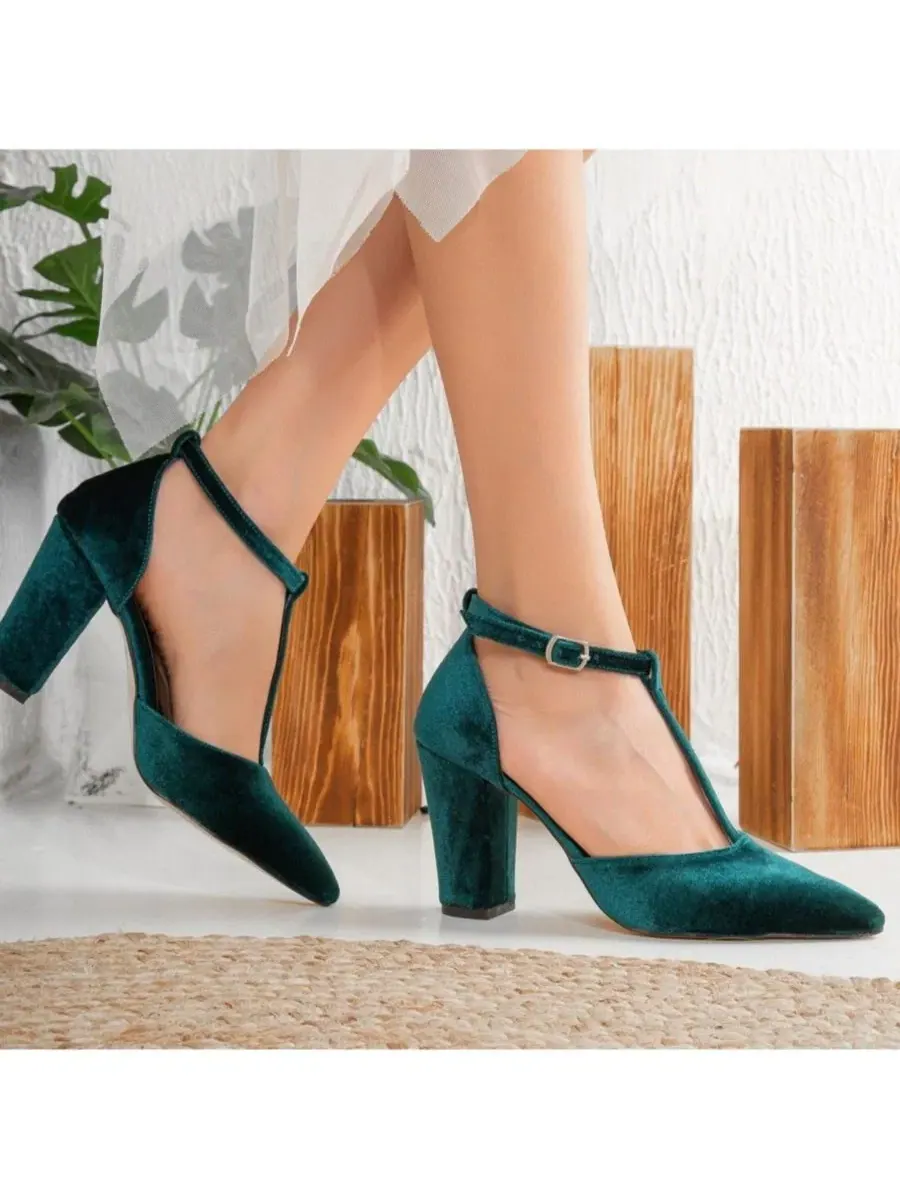 Женские туфли Forever & Always Angelique Velvet на высоком каблуке Forever & Always Shoes — изображение 2 из 7, зеленый