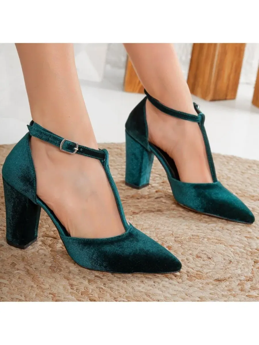 Женские туфли Forever & Always Angelique Velvet на высоком каблуке Forever & Always Shoes — изображение 4 из 7, зеленый