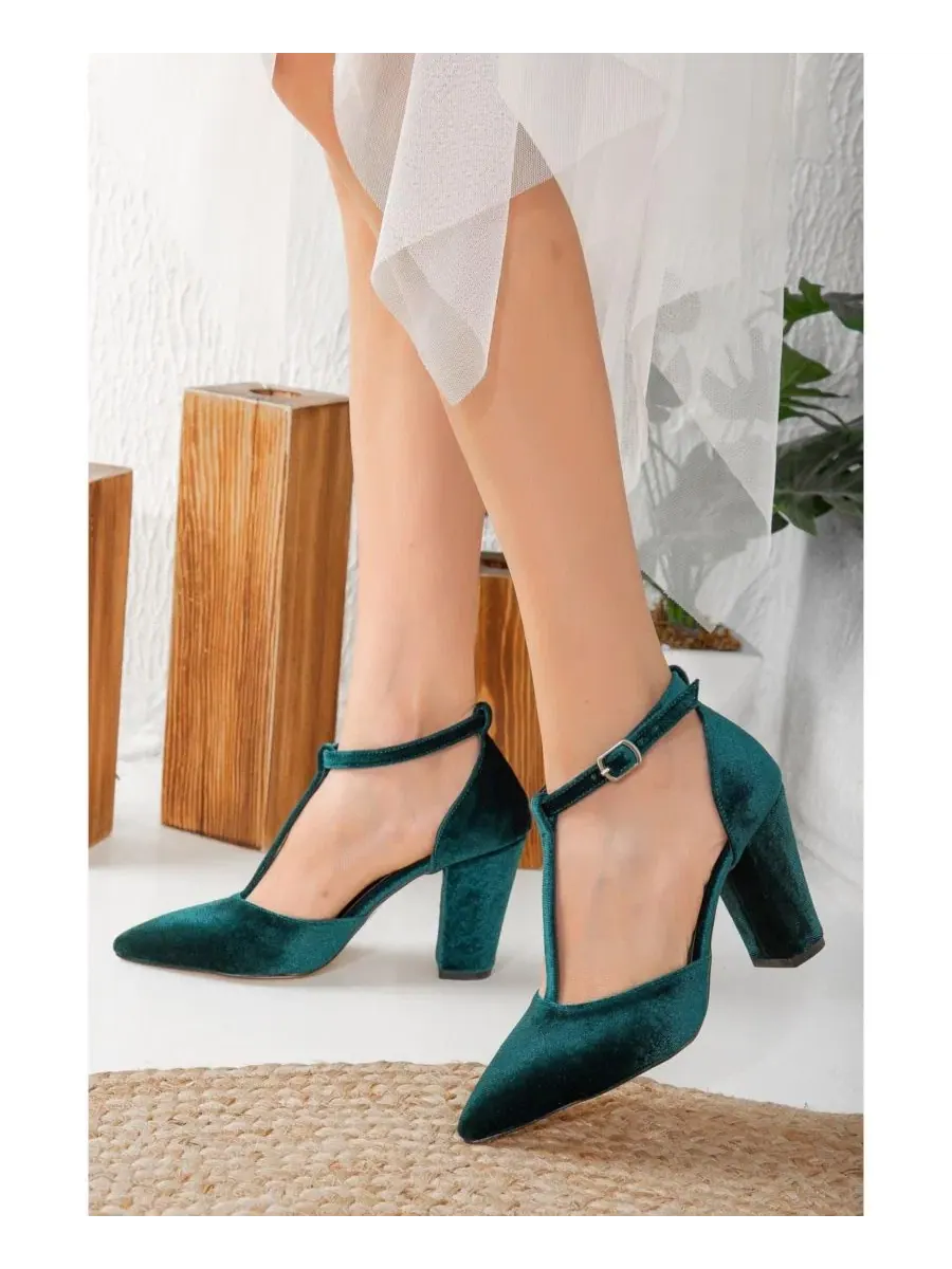 Женские туфли Forever & Always Angelique Velvet на высоком каблуке Forever & Always Shoes — изображение 6 из 7, зеленый