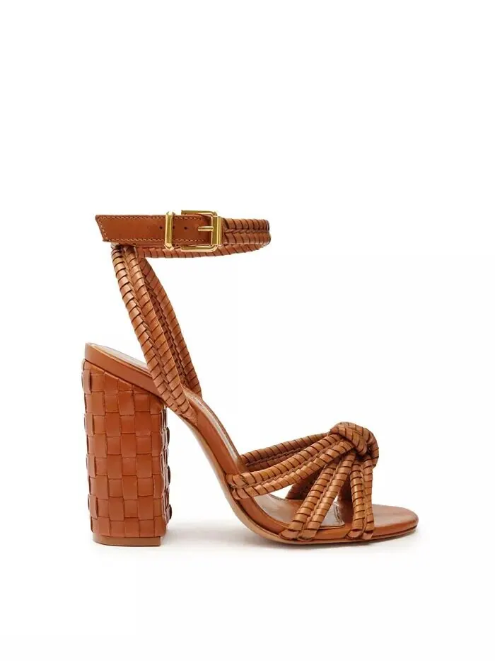 Женские сандалии Kareena Woven Block Heel Schutz — изображение 2 из 5, коричневый