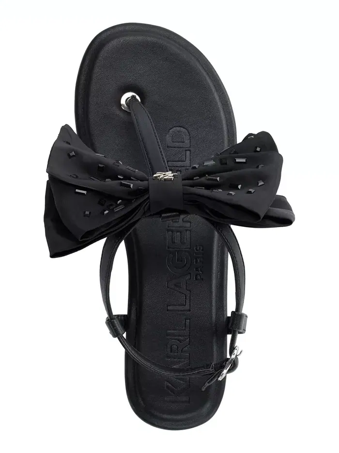 Женские сандалии Cristi Bow Flat KARL LAGERFELD PARIS — изображение 4 из 5, черный