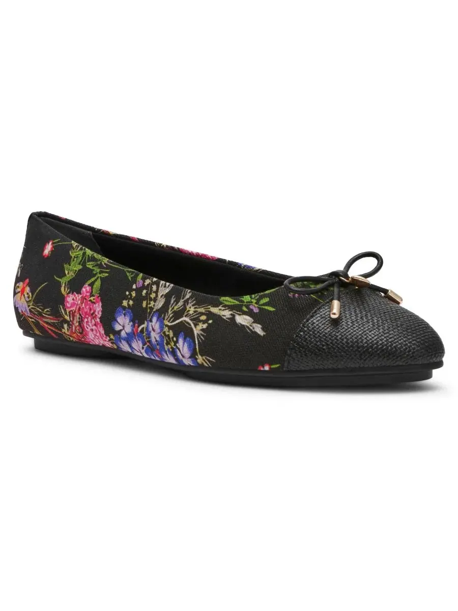 Балетки с контрастным мыском и бантом Luci Floral Anne Klein — изображение 1 из 7, черный