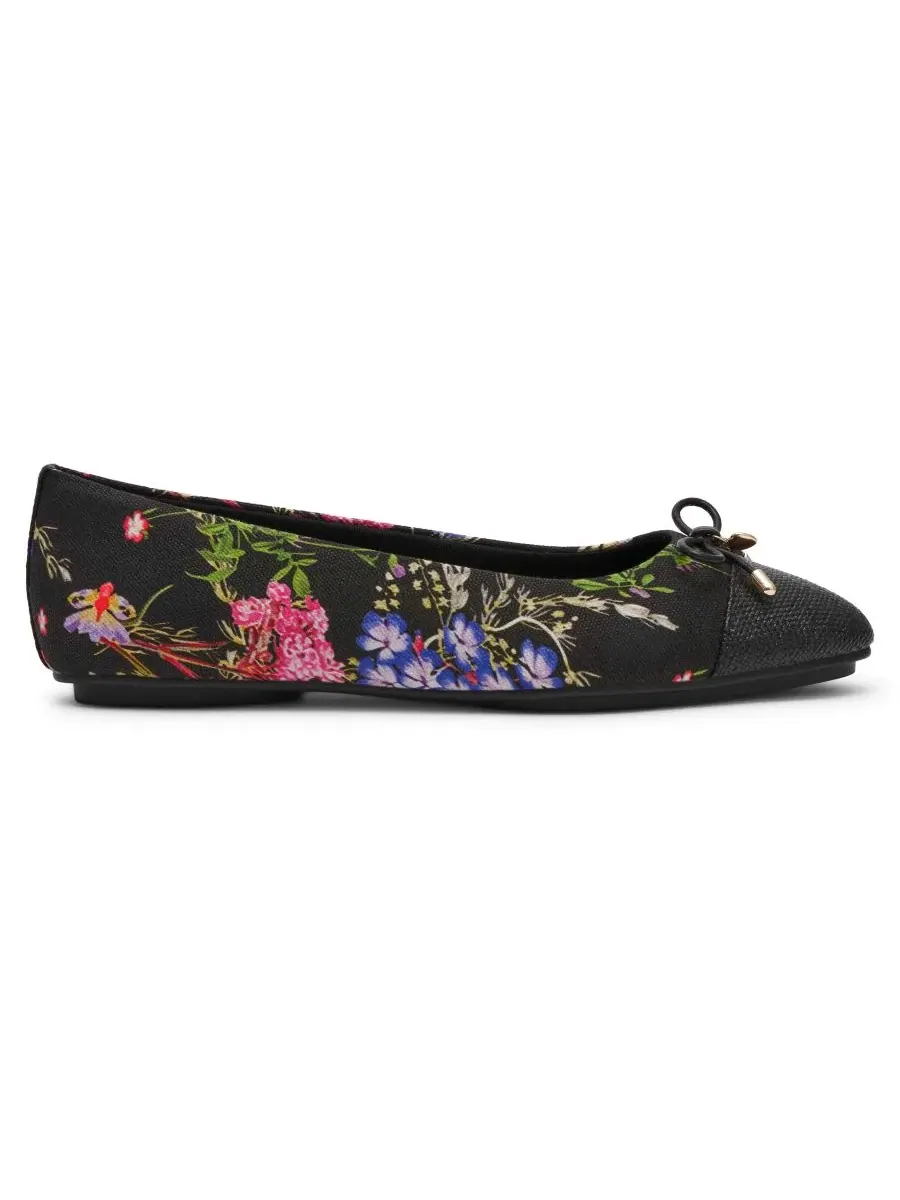 Балетки с контрастным мыском и бантом Luci Floral Anne Klein — изображение 2 из 7, черный