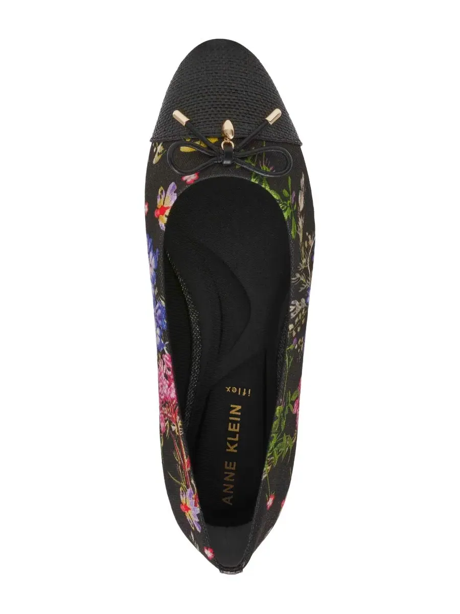 Балетки с контрастным мыском и бантом Luci Floral Anne Klein — изображение 4 из 7, черный