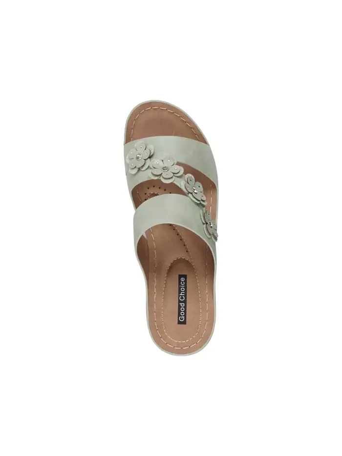 Женские босоножки на платформе Halia с цветочным принтом GC Shoes — изображение 4 из 5, шалфейный