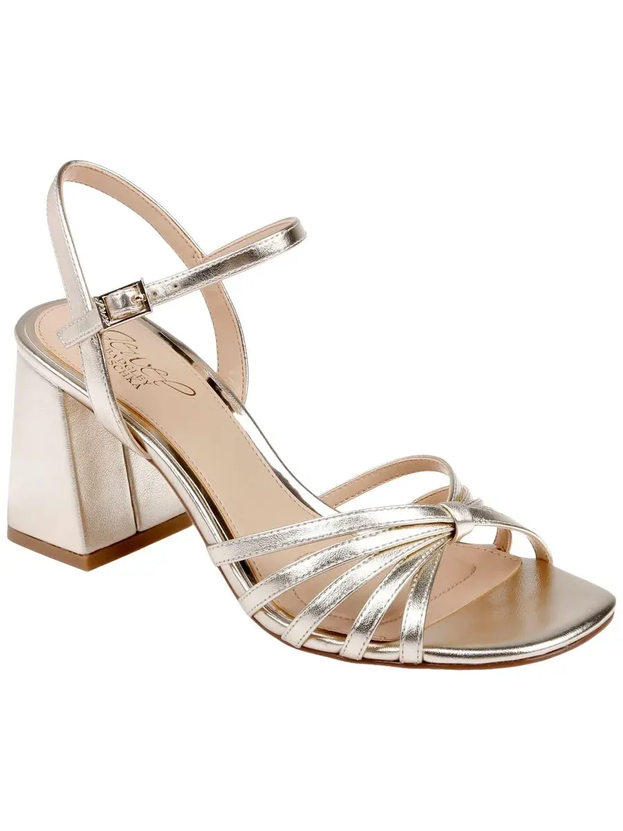 Женские сандалии Patience с квадратным носком Jewel Badgley Mischka, светлый-золото leather — изображение 1 из 5