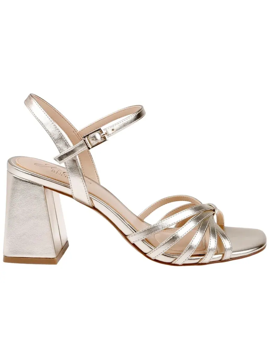 Женские сандалии Patience с квадратным носком Jewel Badgley Mischka, светлый-золото leather — изображение 2 из 5