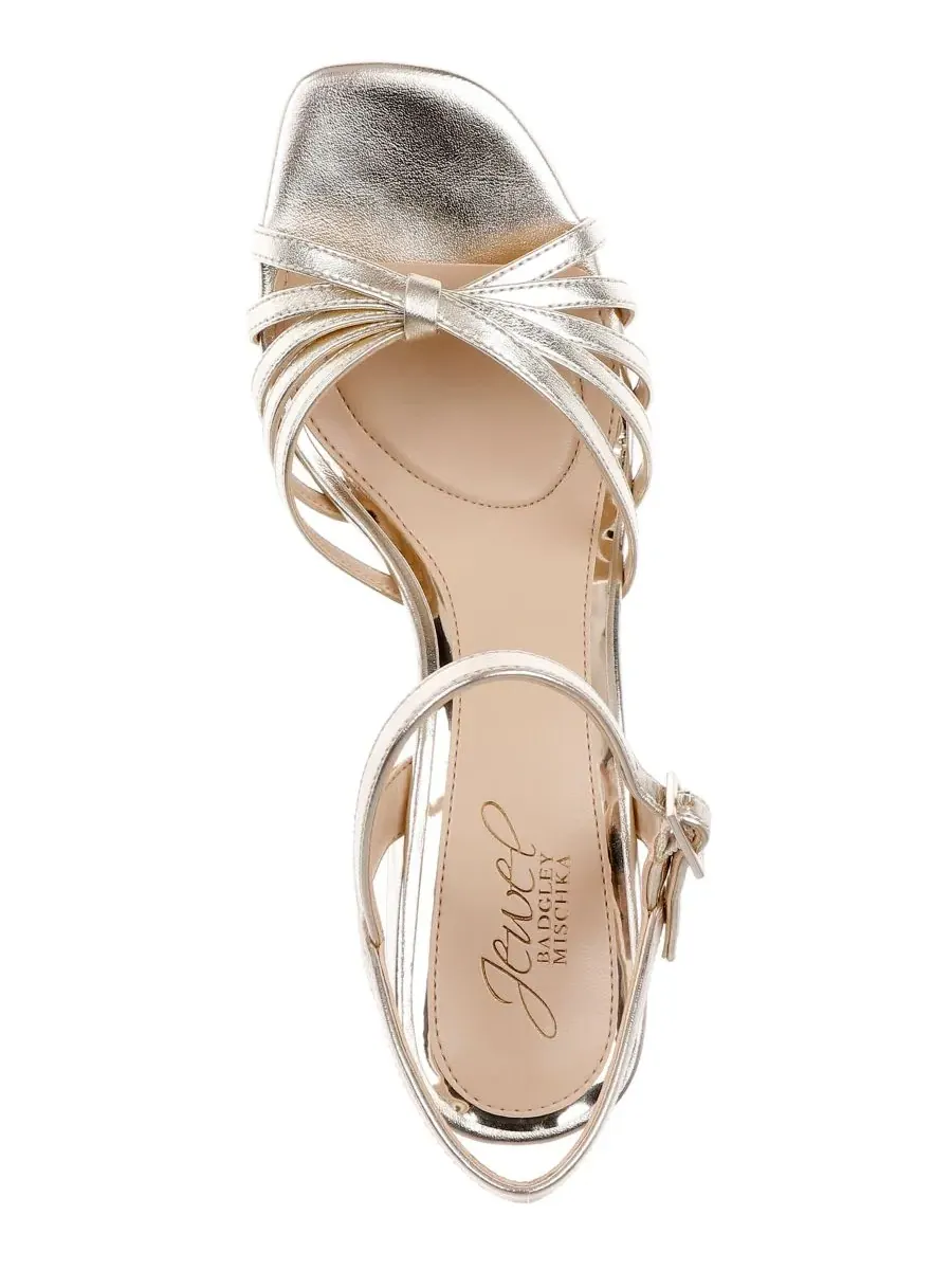 Женские сандалии Patience с квадратным носком Jewel Badgley Mischka, светлый-золото leather — изображение 4 из 5