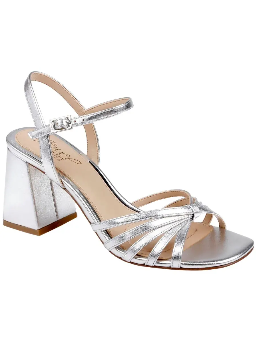 Женские сандалии Patience с квадратным носком Jewel Badgley Mischka, серебро leather — изображение 1 из 5, серебристый
