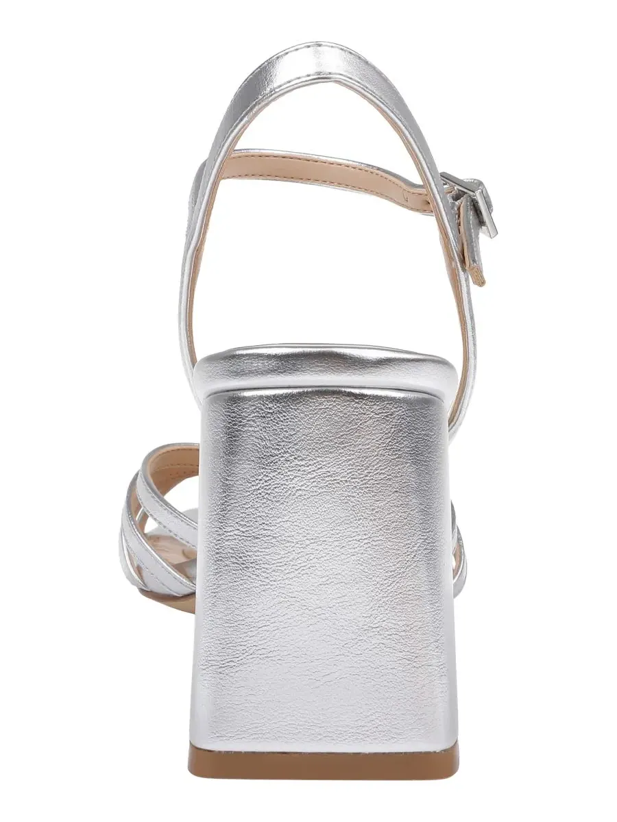Женские сандалии Patience с квадратным носком Jewel Badgley Mischka, серебро leather — изображение 3 из 5, серебристый