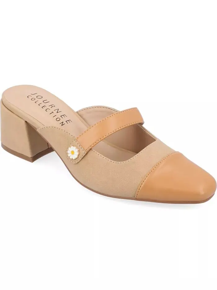 Женские мюли Dalla Block Heel Mary Jane Journee Collection — изображение 1 из 6, бежевый