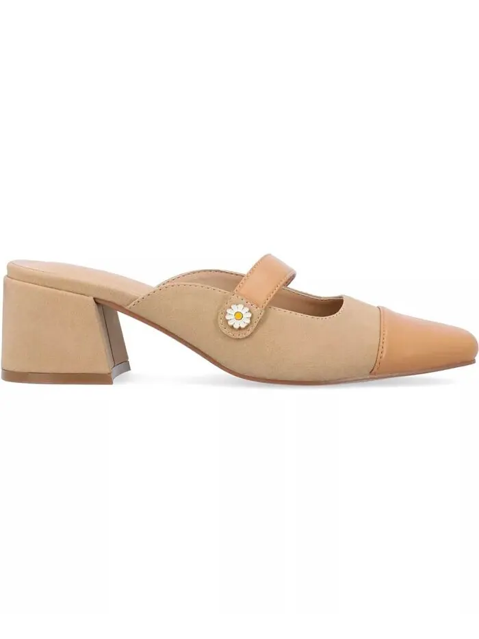 Женские мюли Dalla Block Heel Mary Jane Journee Collection — изображение 2 из 6, бежевый