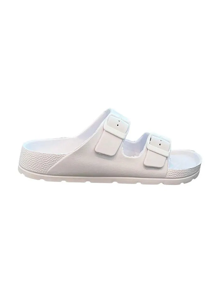 Регулируемые сандалии Scooby на плоской подошве Comfort Slides с двойной пряжкой Andrew By Andrew — изображение 2 из 3, белый
