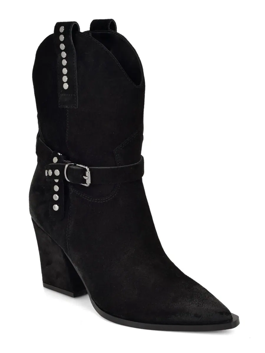 Ботильоны Nine West Weslie из замши, каблук блок — изображение 1 из 5, черный