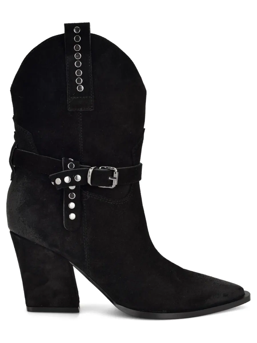 Ботильоны Nine West Weslie из замши, каблук блок — изображение 2 из 5, черный