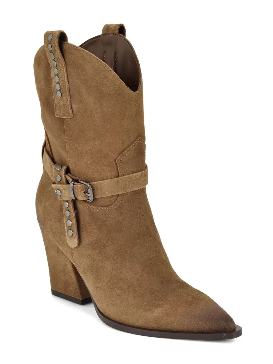 Ботильоны из замши на каблуке Weslie Nine West — изображение 1 из 5, коричневый