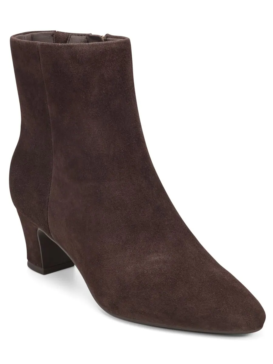 Женские ботильоны Isra eFlex на зауженном блочном каблуке Easy Spirit, Dark Fudge Suede — изображение 1 из 5