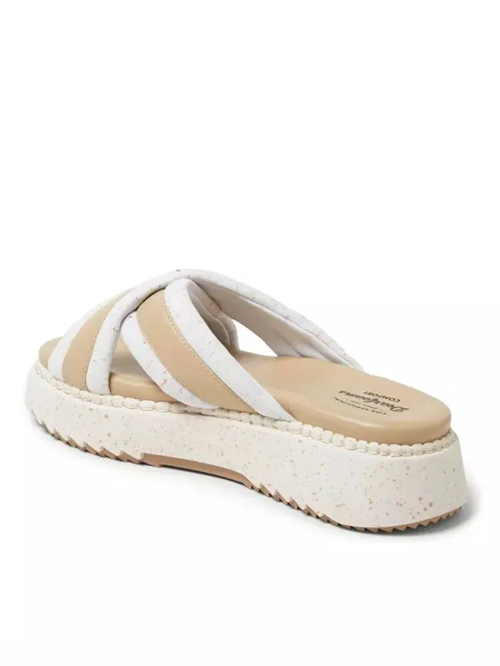 Женские босоножки Daisy Cross Strap Platform Dearfoams — изображение 3 из 5, бежевый