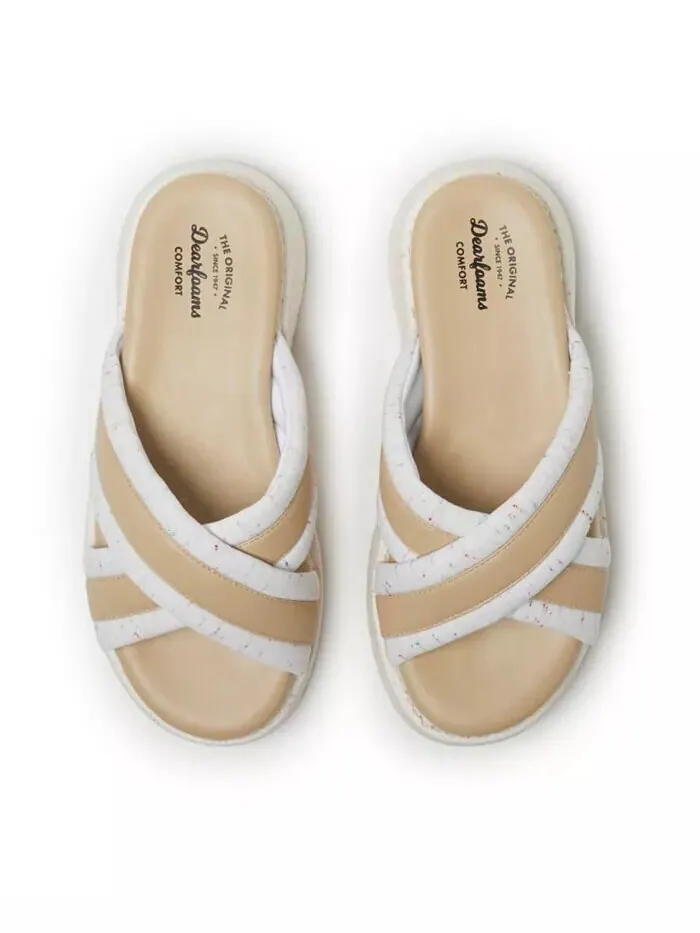 Женские босоножки Daisy Cross Strap Platform Dearfoams — изображение 5 из 5, бежевый