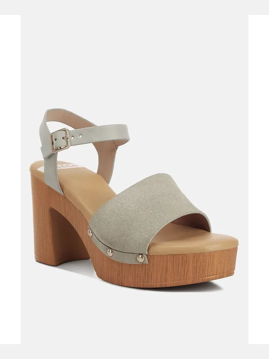 Женские сандалии Daniela из натуральной замши на высоком каблуке Rag & Co — изображение 2 из 6, бежевый