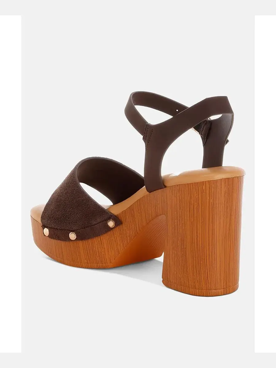 Женские сандалии Daniela из натуральной замши на высоком каблуке Rag & Co — изображение 3 из 6, коричневый