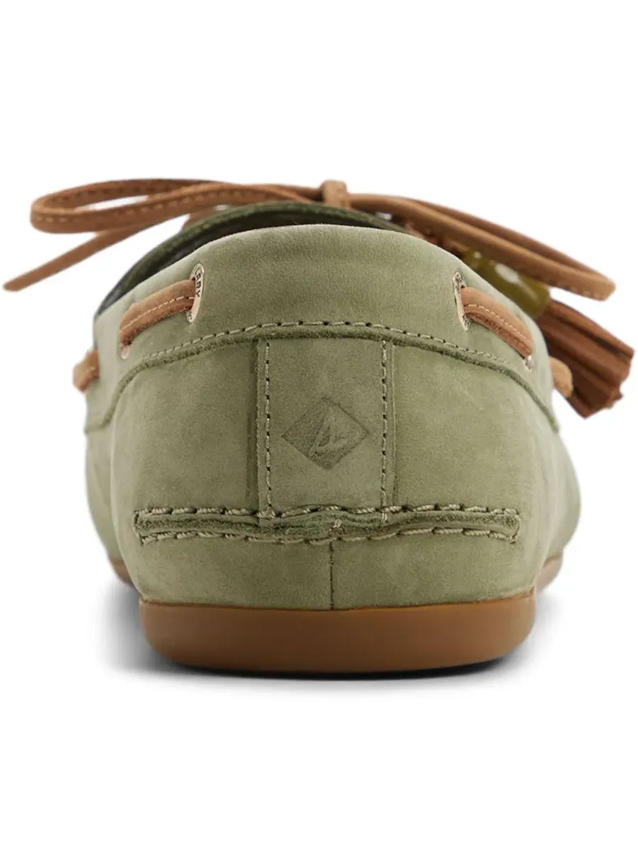 Женские лодочки на шнуровке, модель Authentic Origina 2-Eye Woven Boat Shoe Sperry — изображение 3 из 5, хаки